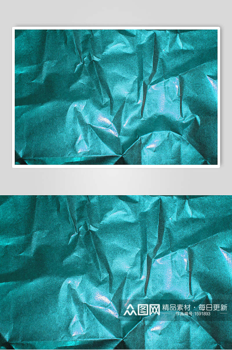 蓝绿色金箔纸纹理贴图褶皱摄影图素材
