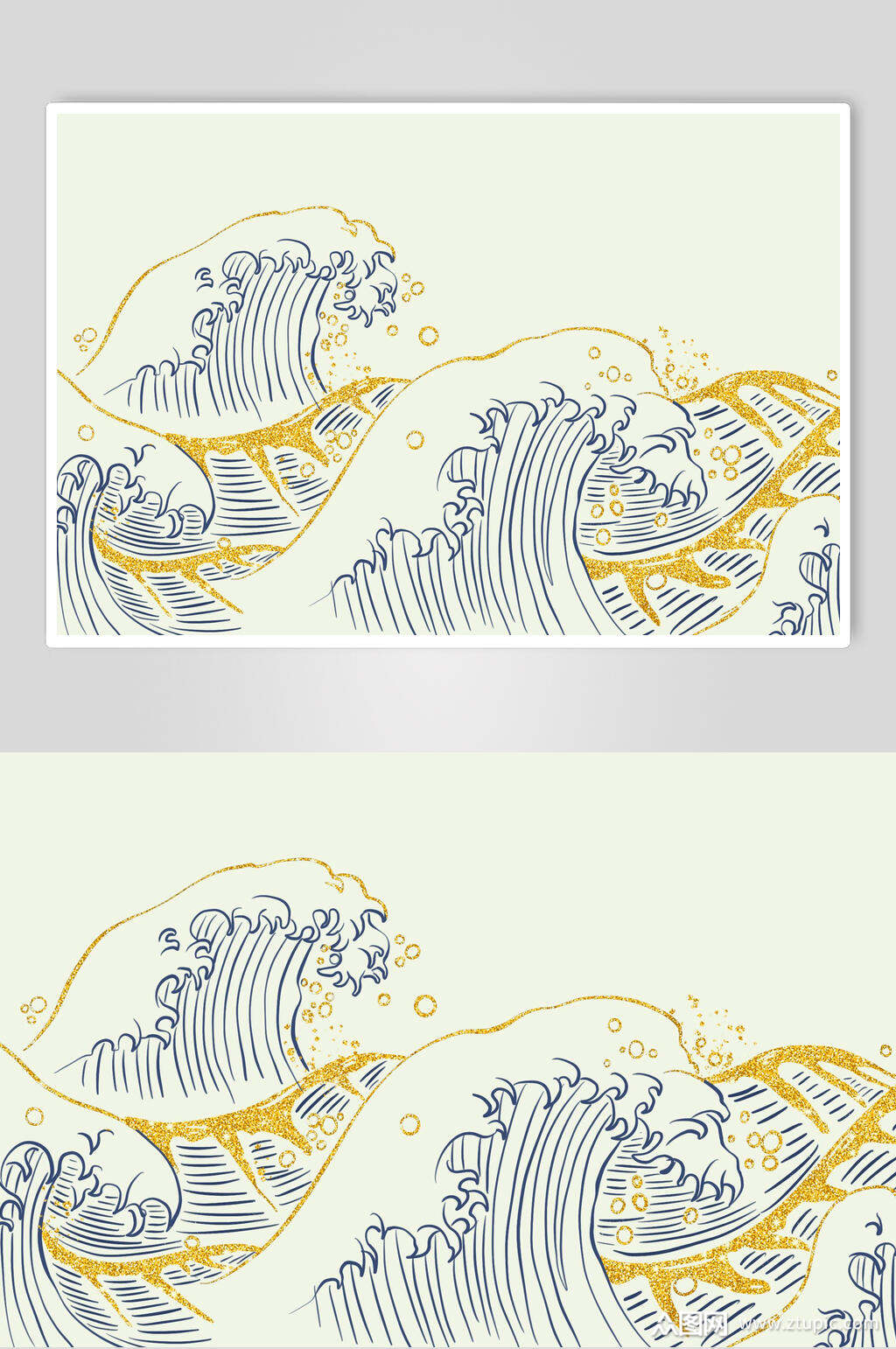 手绘画海浪图片设计元素素材