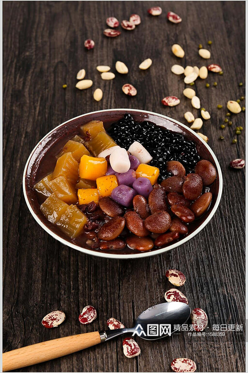 红豆芋圆甜品竖版特写图片美食摄影图素材