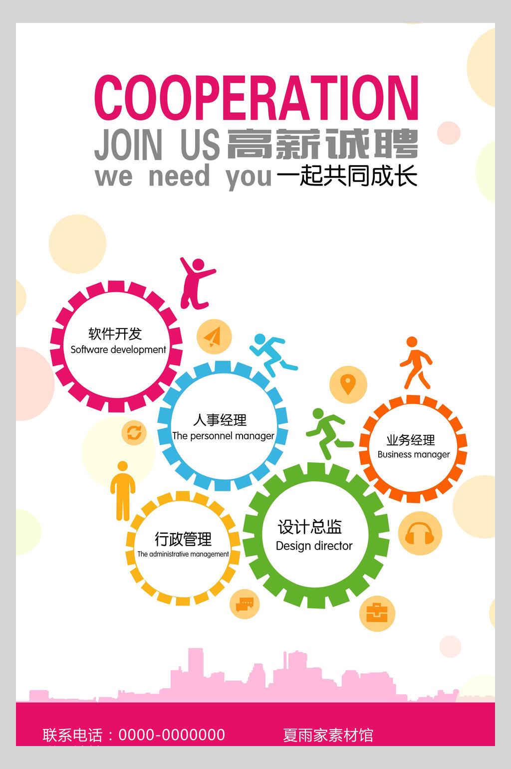 高新诚聘招聘展架海报素材