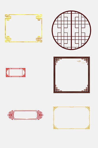 古典花纹中式边框时尚背景免抠元素