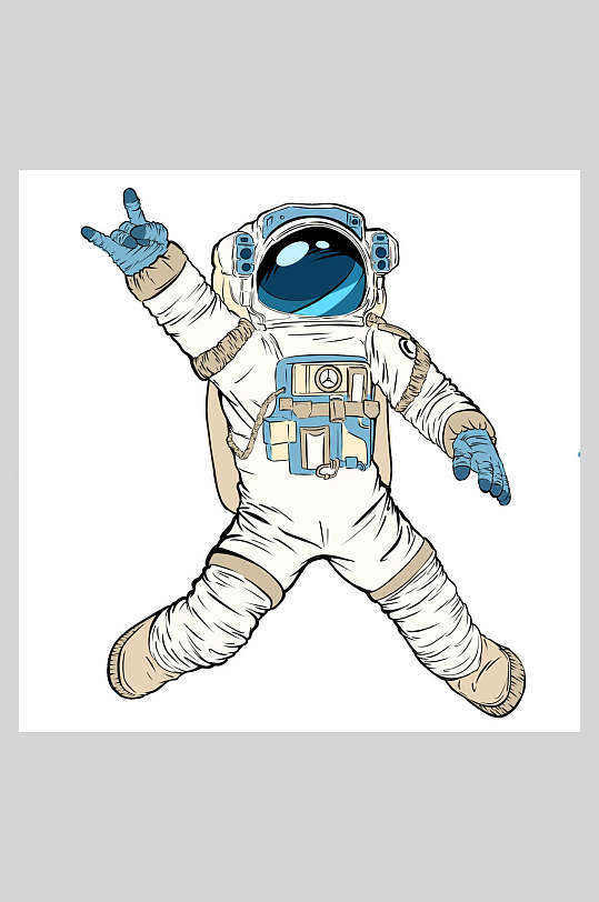 宇航员比个耶插画素材