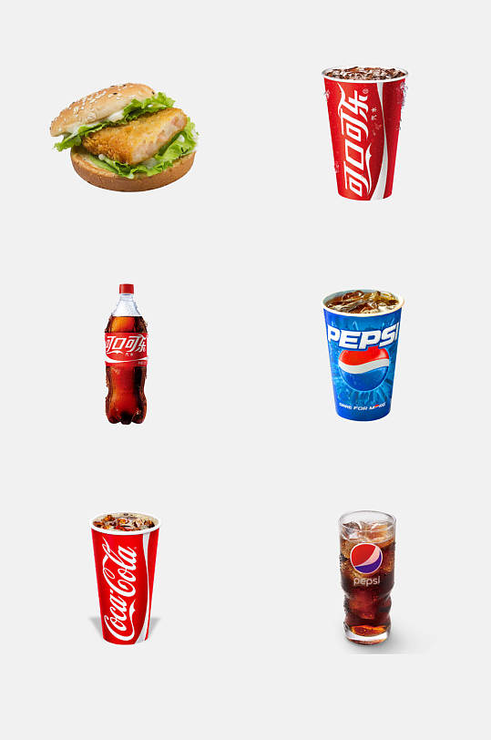 汉堡店西式快餐可乐小食图片元素素材