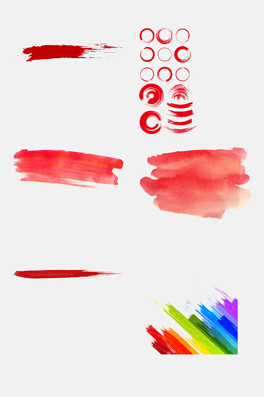 红色水墨笔刷笔触免抠元素素材