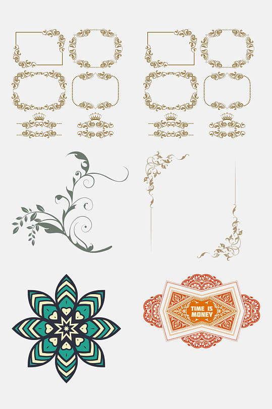 民族风欧式花纹边框免抠元素素材素