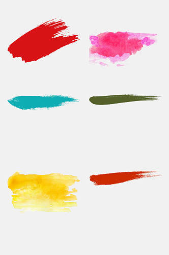 彩色水墨笔刷笔触免抠元素素材