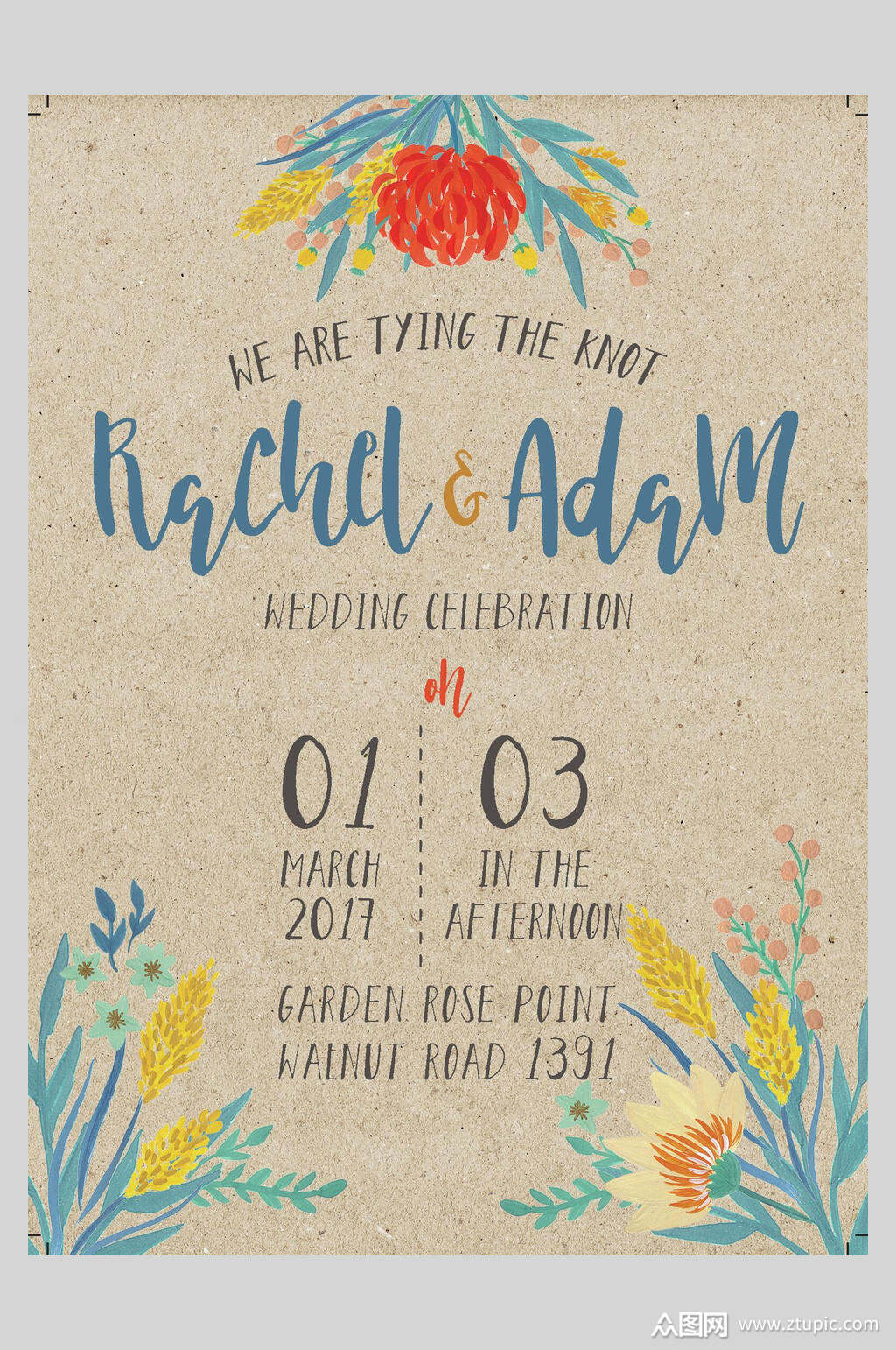 彩色英文邀请函设计海报模板下载-编号1569644-众图网