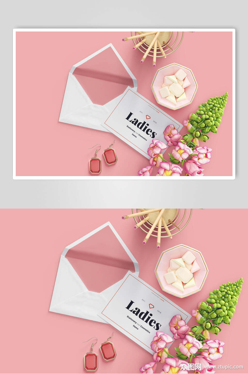 粉色下午茶时光场景样机效果图