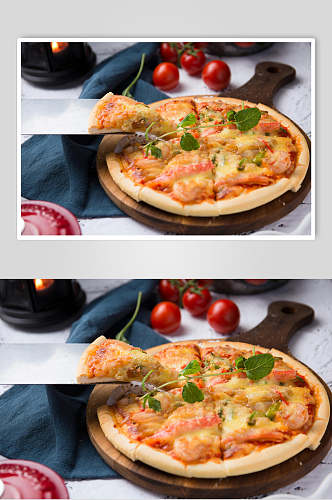榴莲拉丝披萨高清图片素材