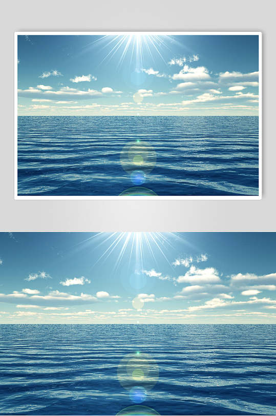阳光明媚风平浪静海面海浪图片