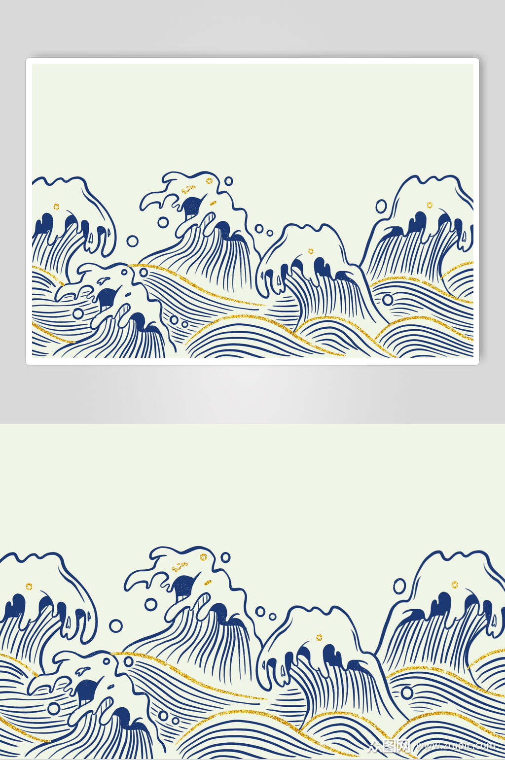 手绘画海浪图片设计元素素材