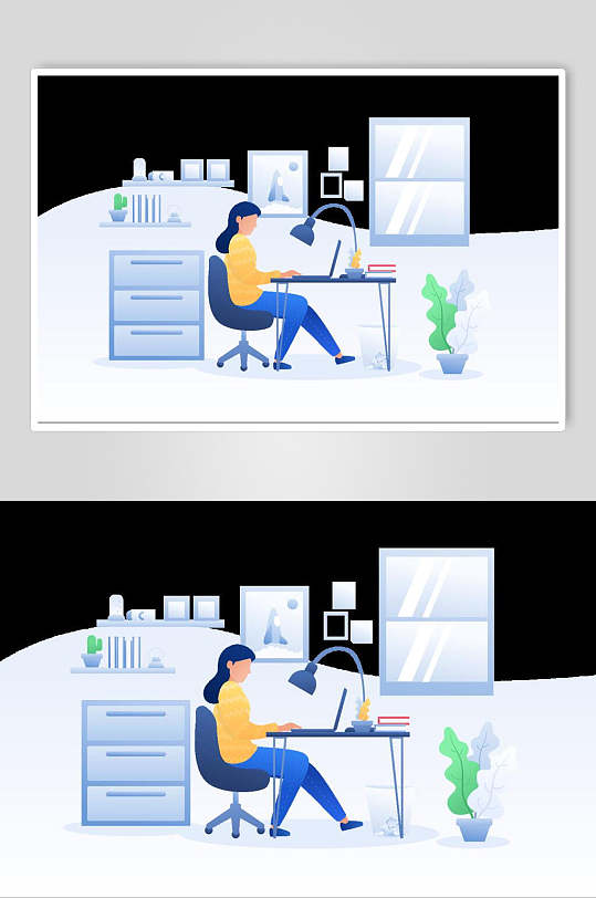 扁平风办公工作插画元素