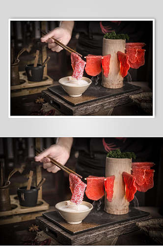 新鲜火锅食材x牛奶肥牛美食摄影图美食摄影图