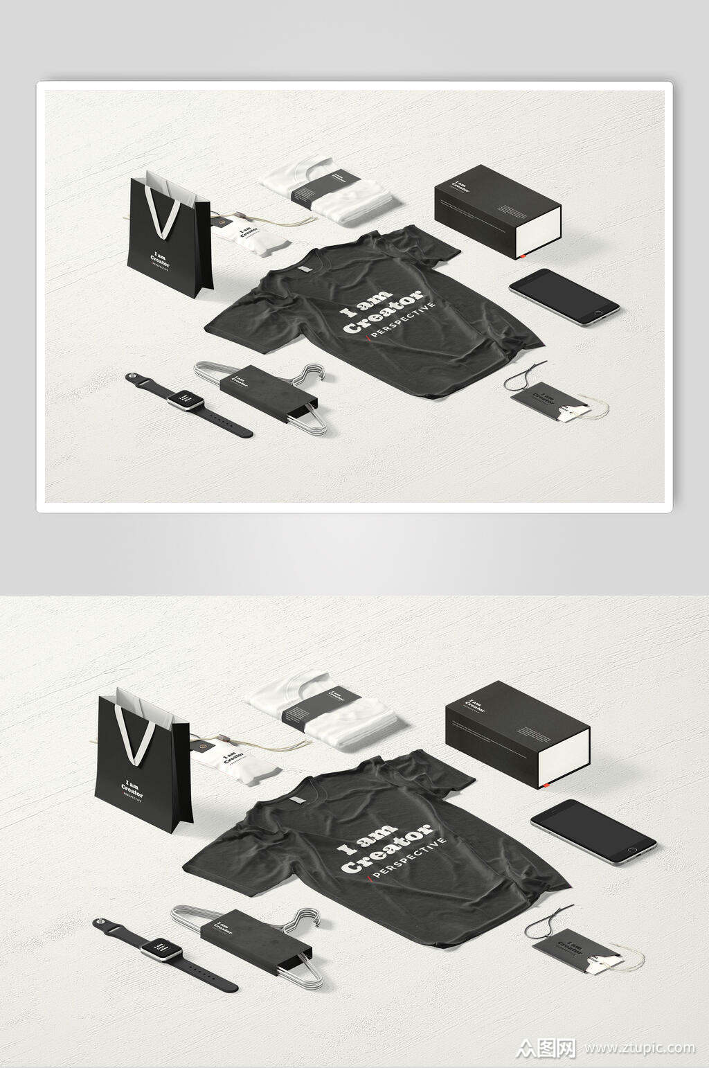 极简黑白整套vi样机效果图模板下载-编号1648721-众图网
