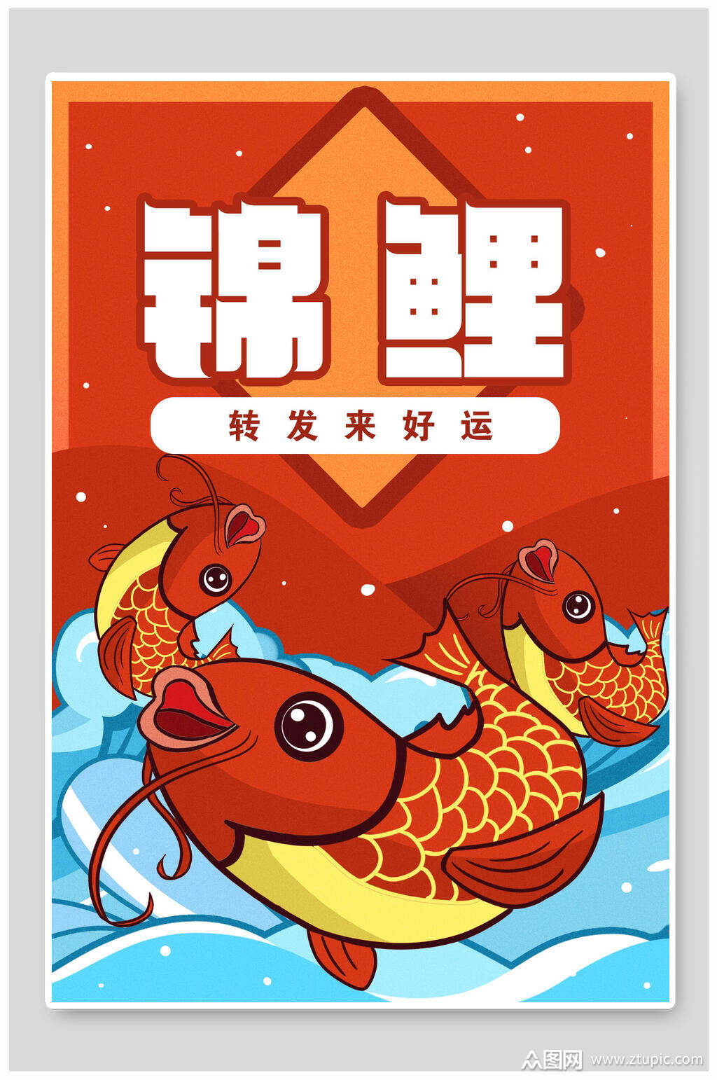 锦鲤转发来好运宣传海报设计
