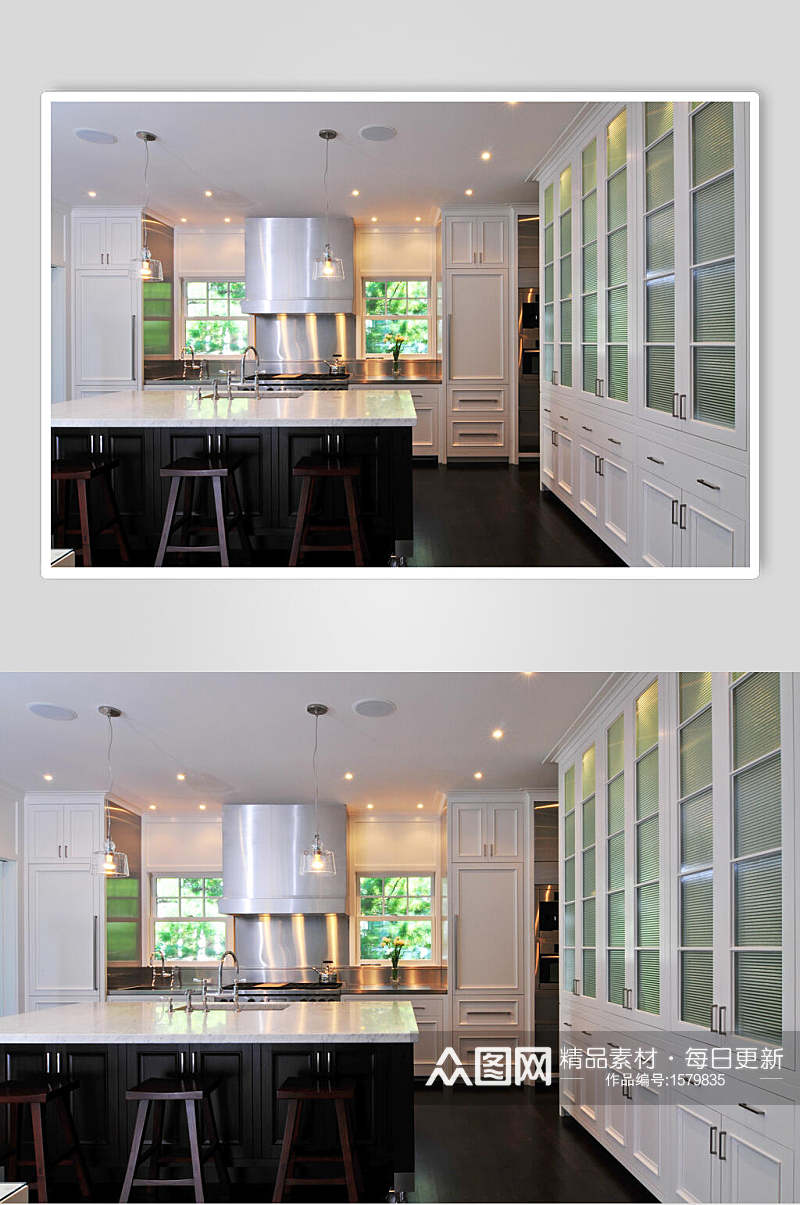 西式白色厨房实木家具高清图片高清图片素材