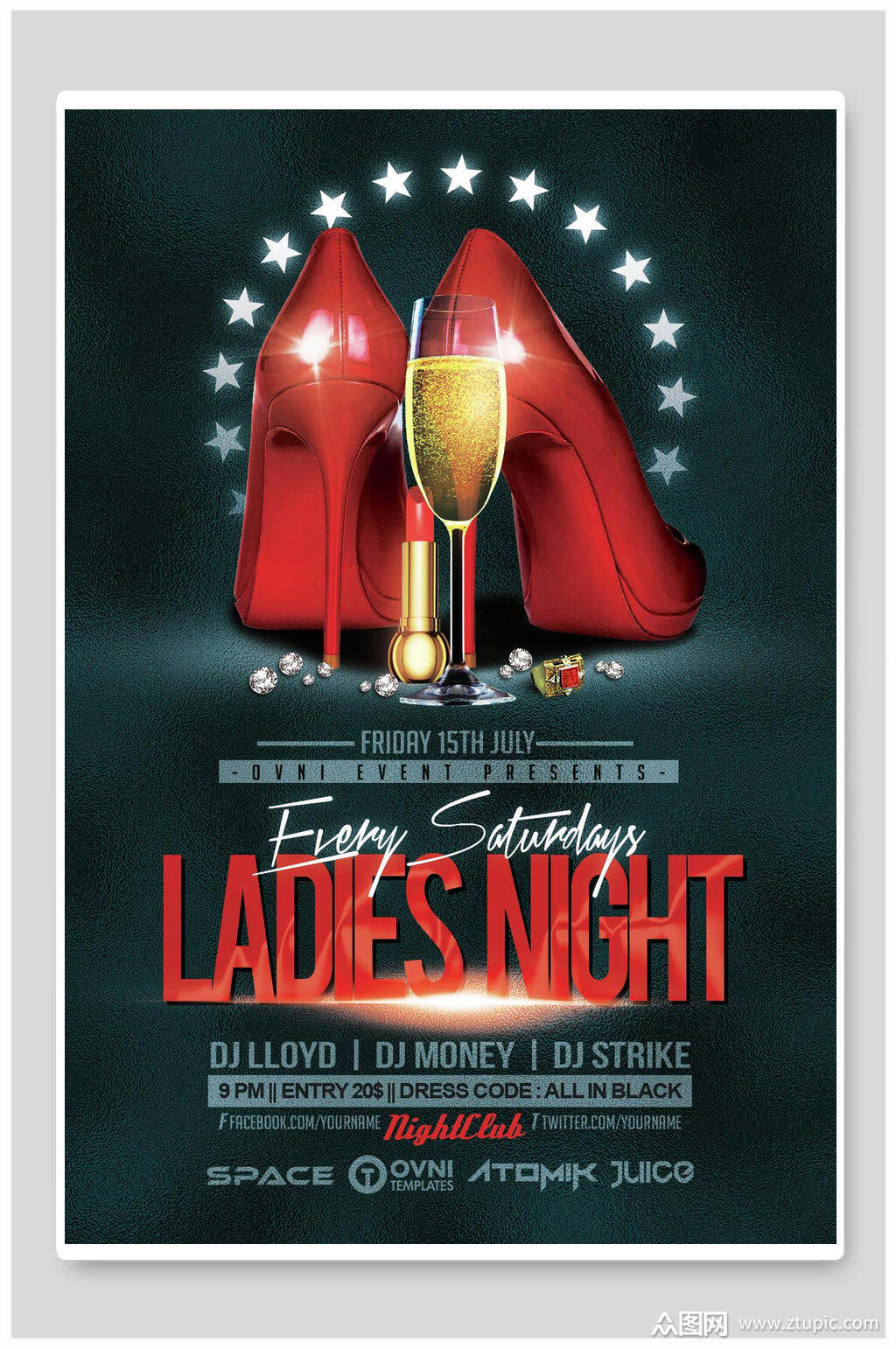 高跟鞋商品欧美风促销海报