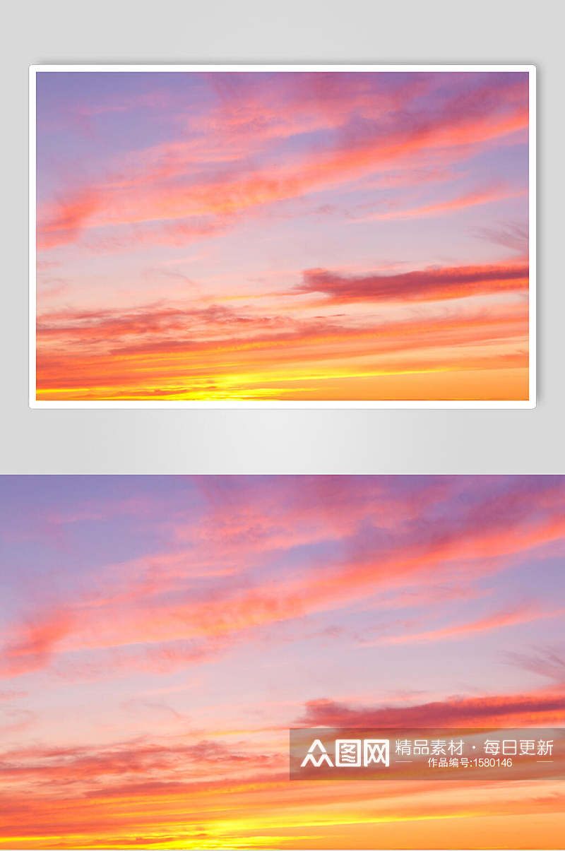 红霞天空日落高清图片素材