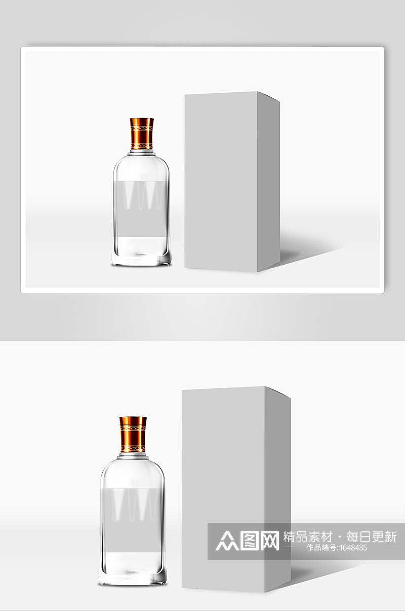 白酒玻璃瓶酒类包装样机素材