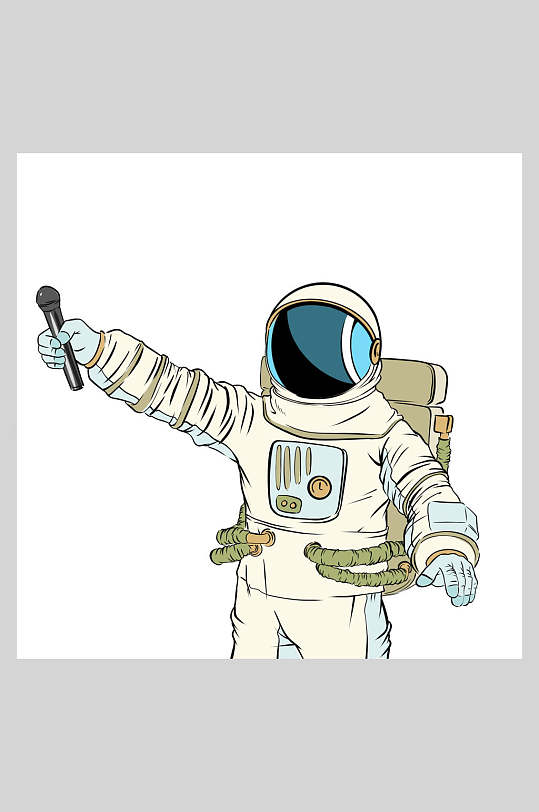 手绘画宇航员插画素材
