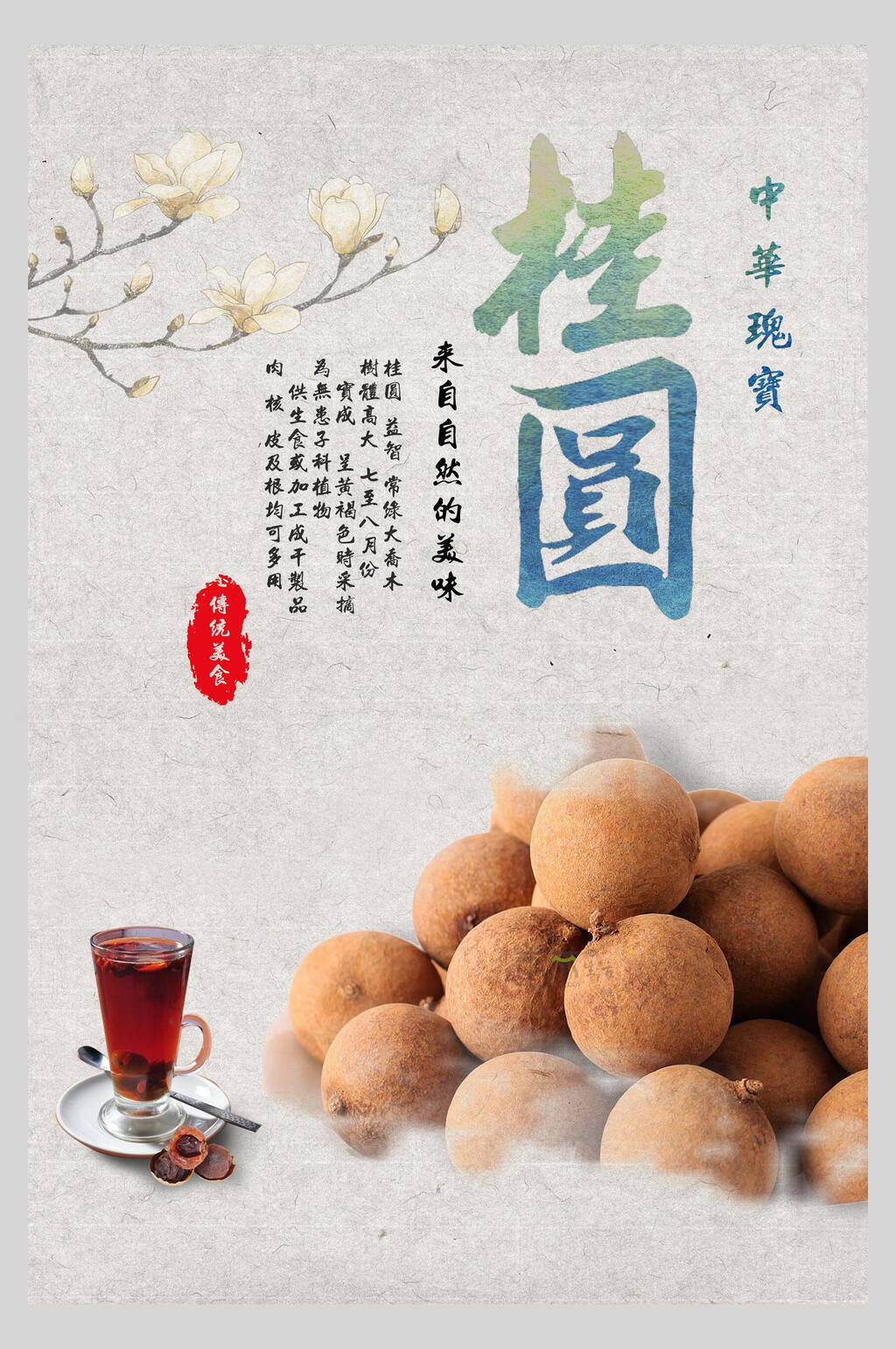 中华瑰宝桂圆水果海报素材