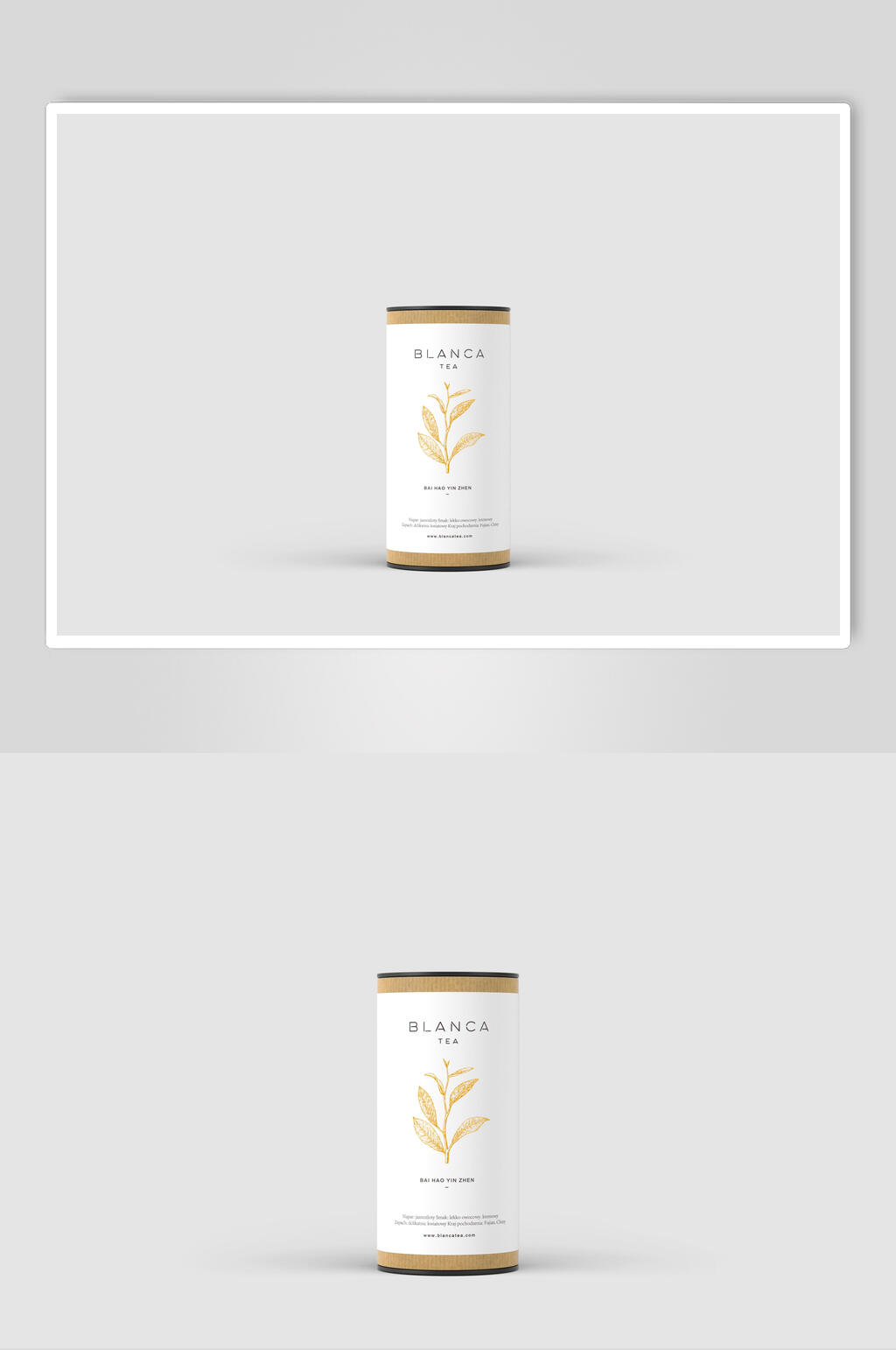 黃色LOGO展示茶葉貼圖包裝樣機素材