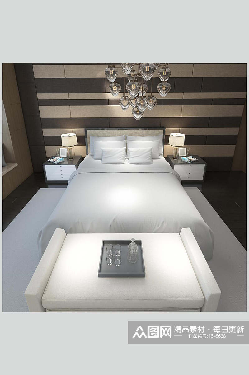 欧式酒店床上四件套效果图样机素材
