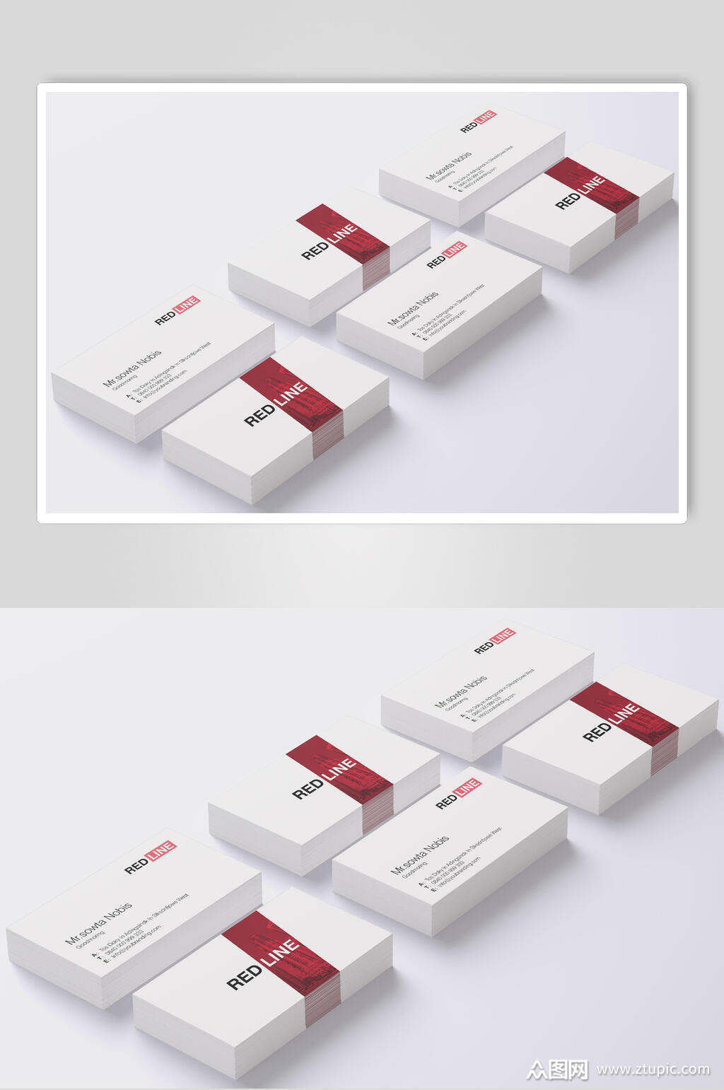 红白色名片vi样机