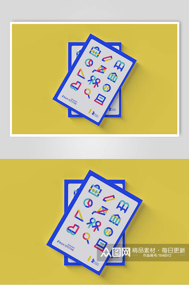 黄色蓝色多彩符号样机效果图素材