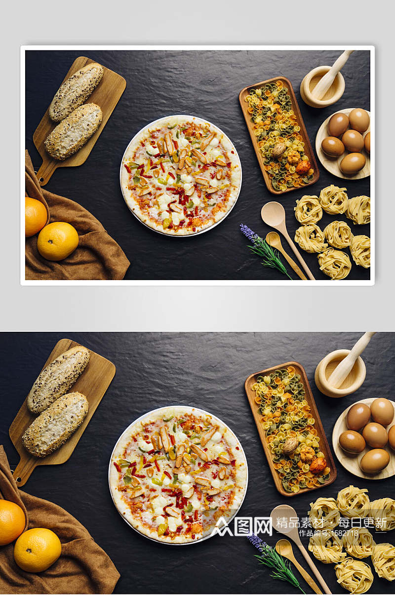 多菜多料披萨高清摄影图片素材