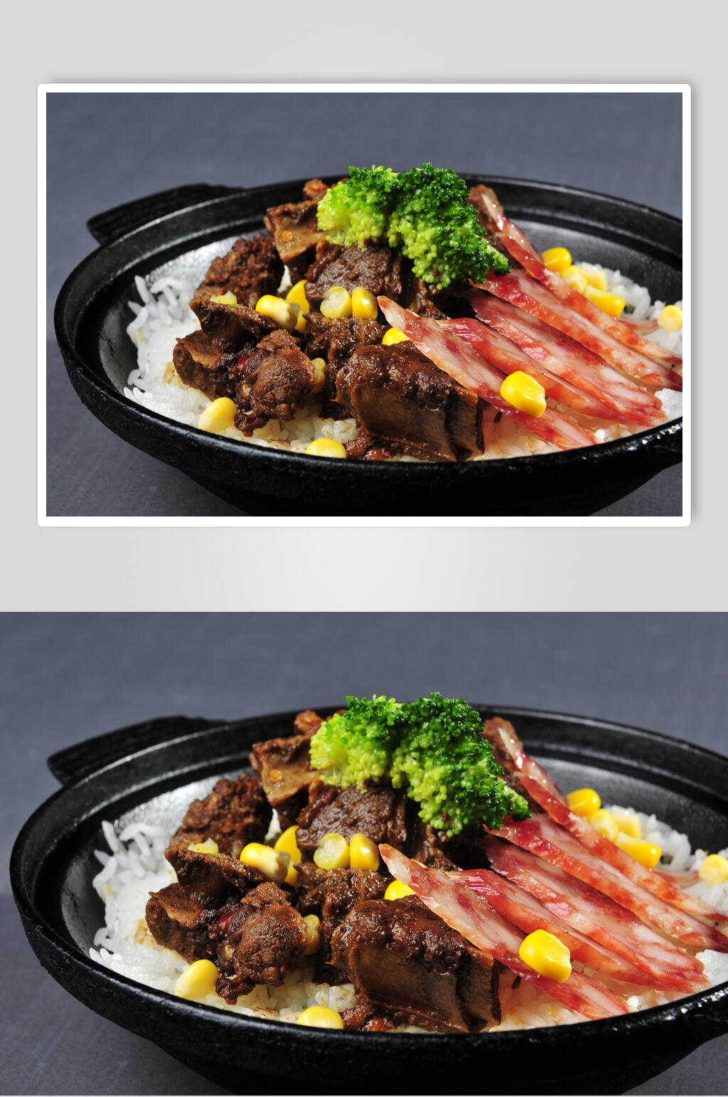 腊肠排骨煲仔饭高清图片素材