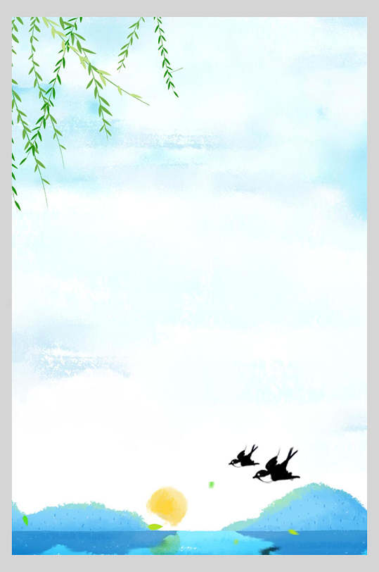 春天细柳春季插画背景素材