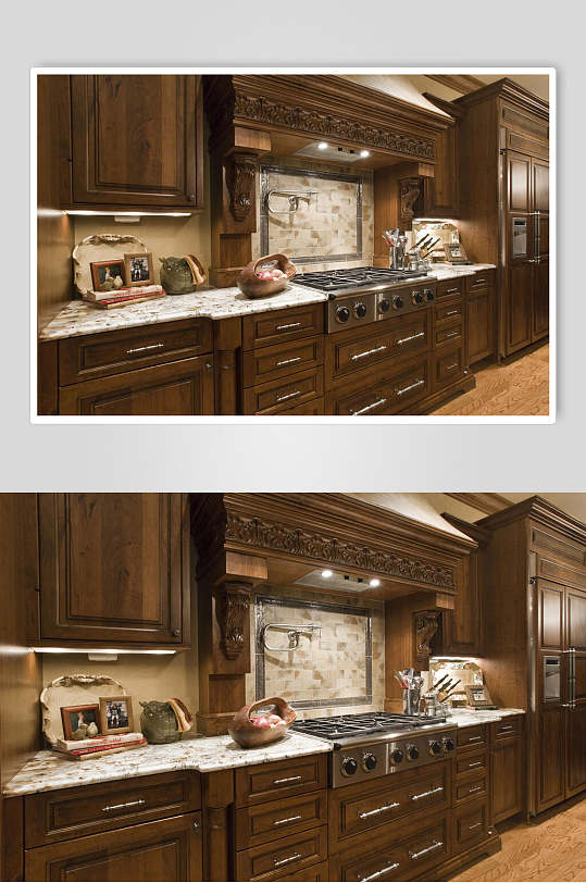 西式厨房实木家具高清图片