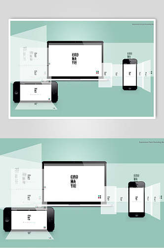 清新绿色平板手机VI样机效果图