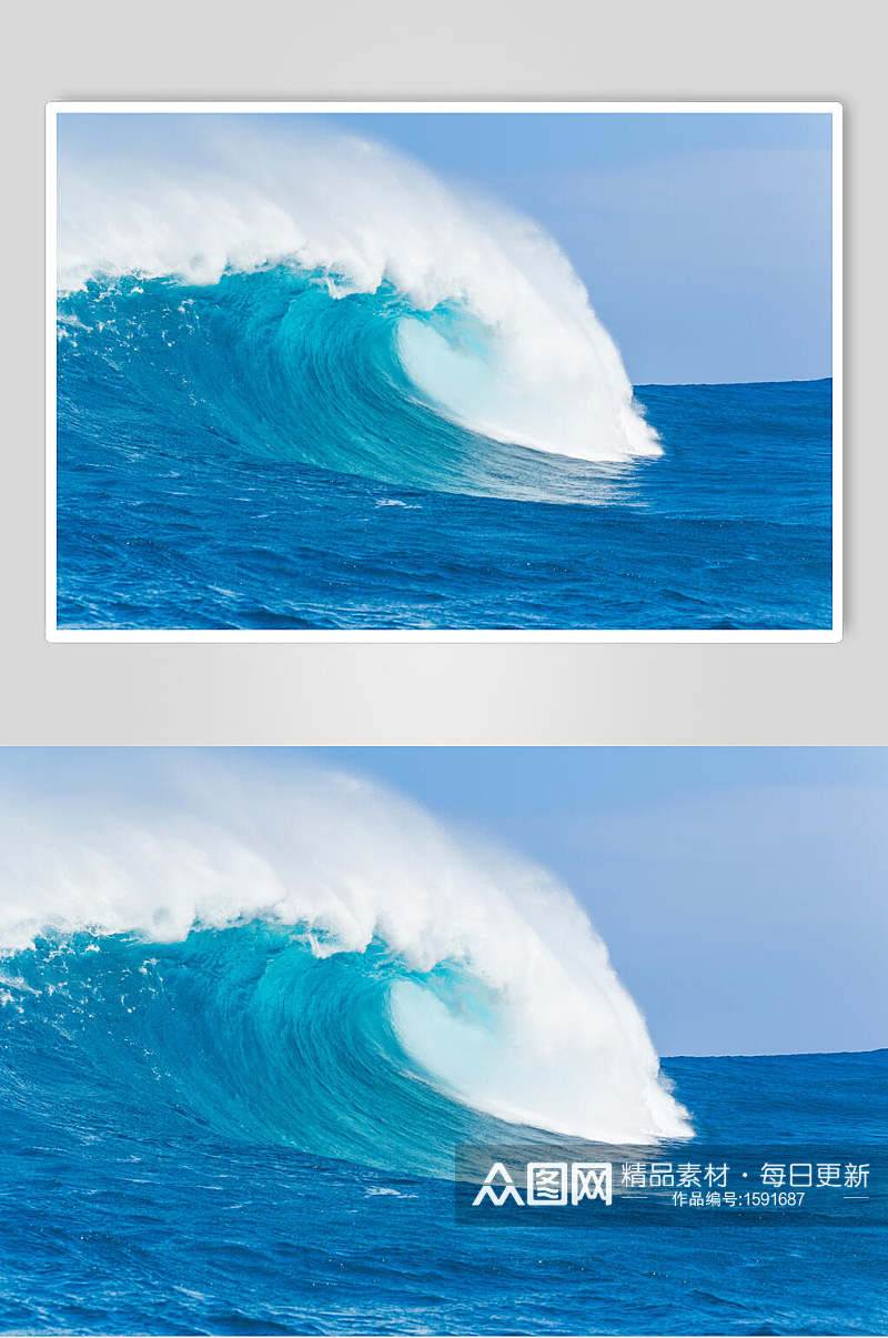 海浪图片蓝色巨浪摄影图素材
