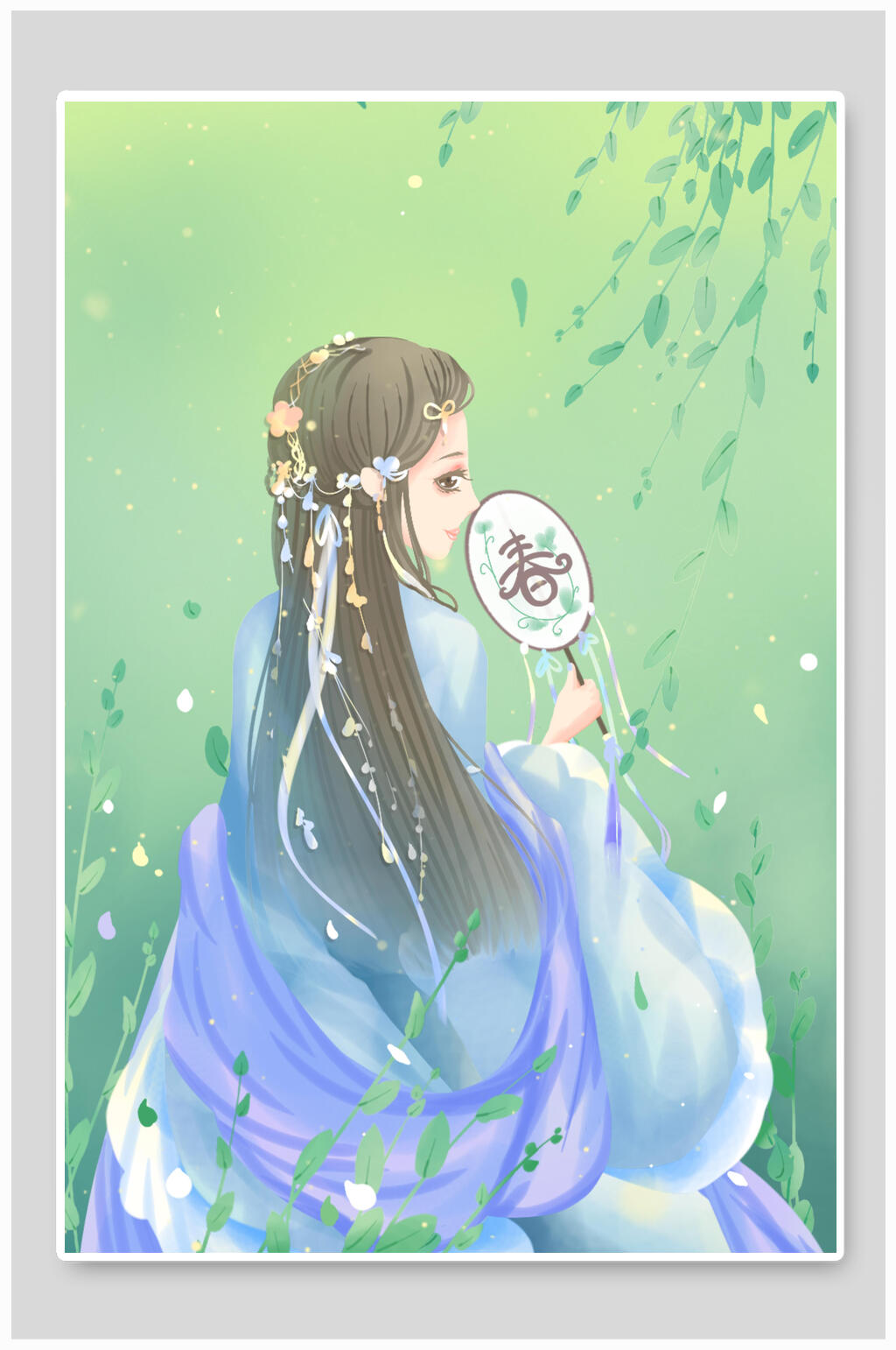 古风春意插画素材素材