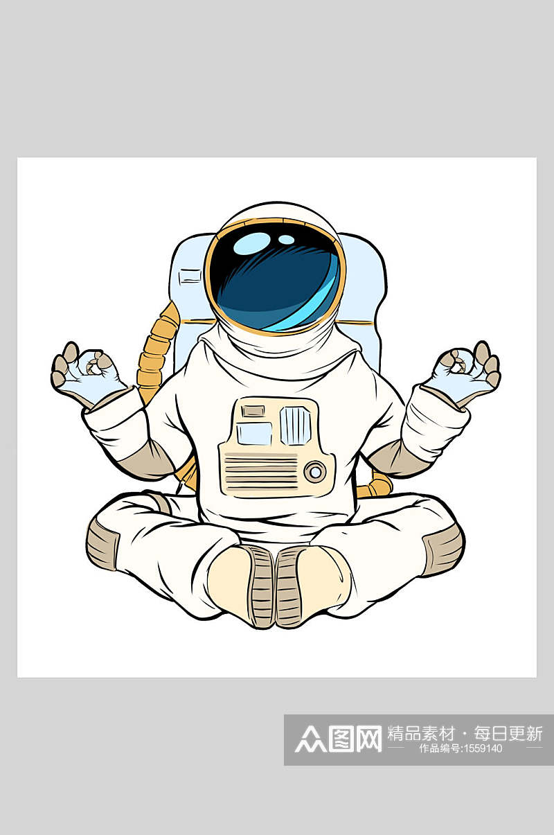 宇航员坐姿插画素材素材