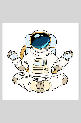 宇航员坐姿插画素材