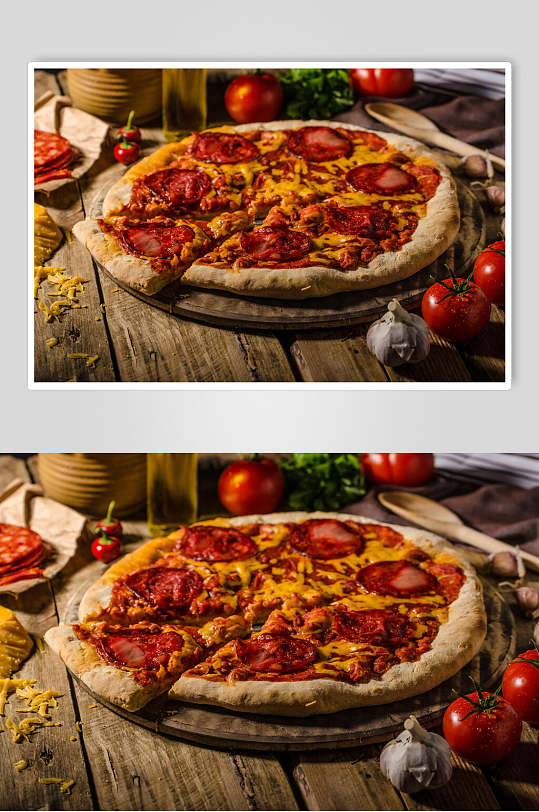香肠披萨高清摄影图片