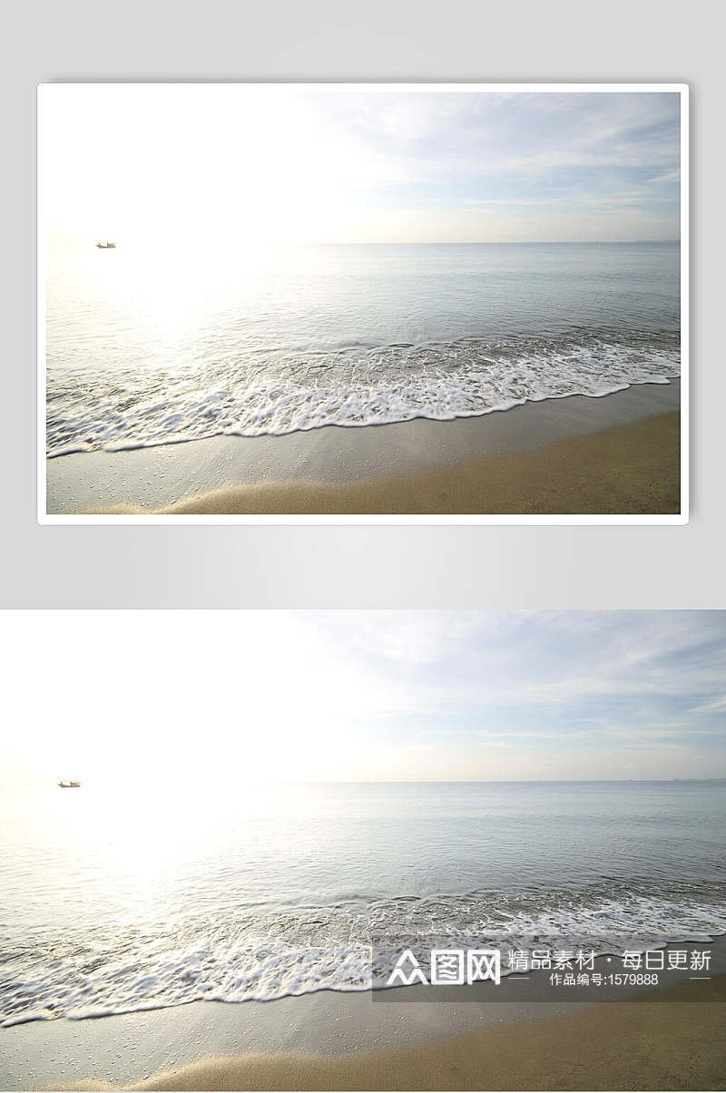 阳光明媚大海海浪图片素材