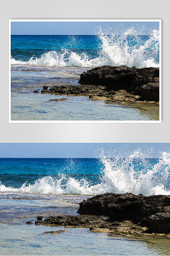 海浪图片海浪撞击摄影图