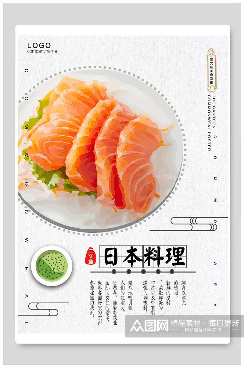 日本料理三文鱼寿司海报素材