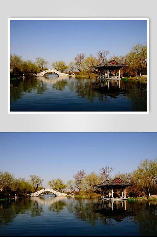 中式庭院大明湖高清图片
