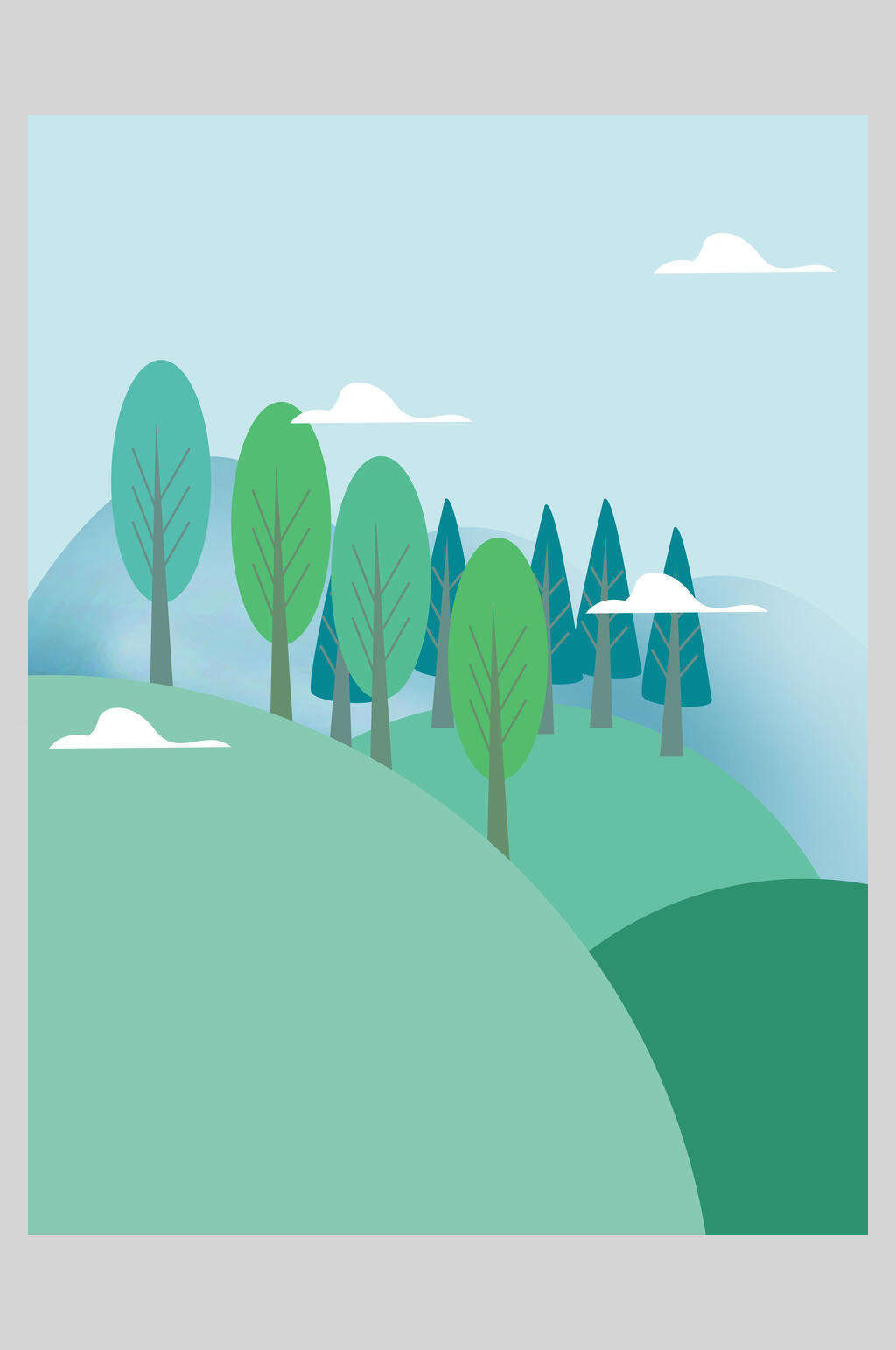 扁平风春天森林春季插画背景素材素材