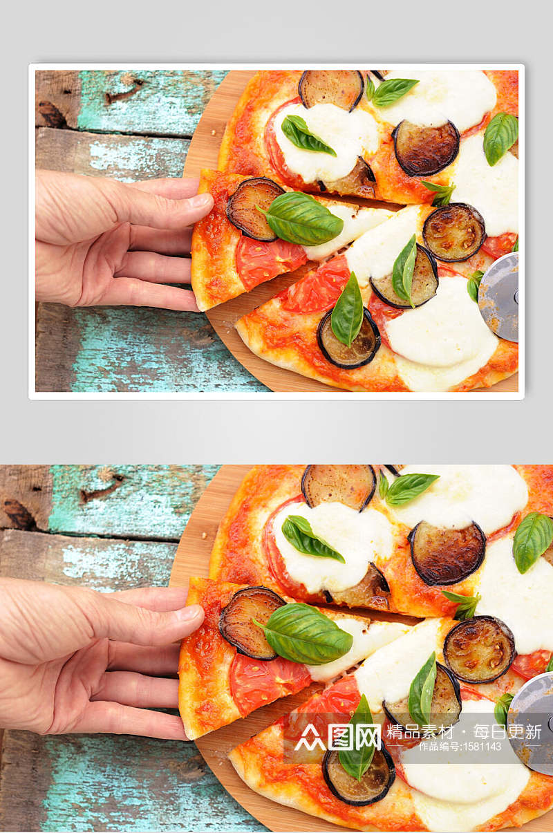蔬菜拉丝披萨高清摄影图片素材