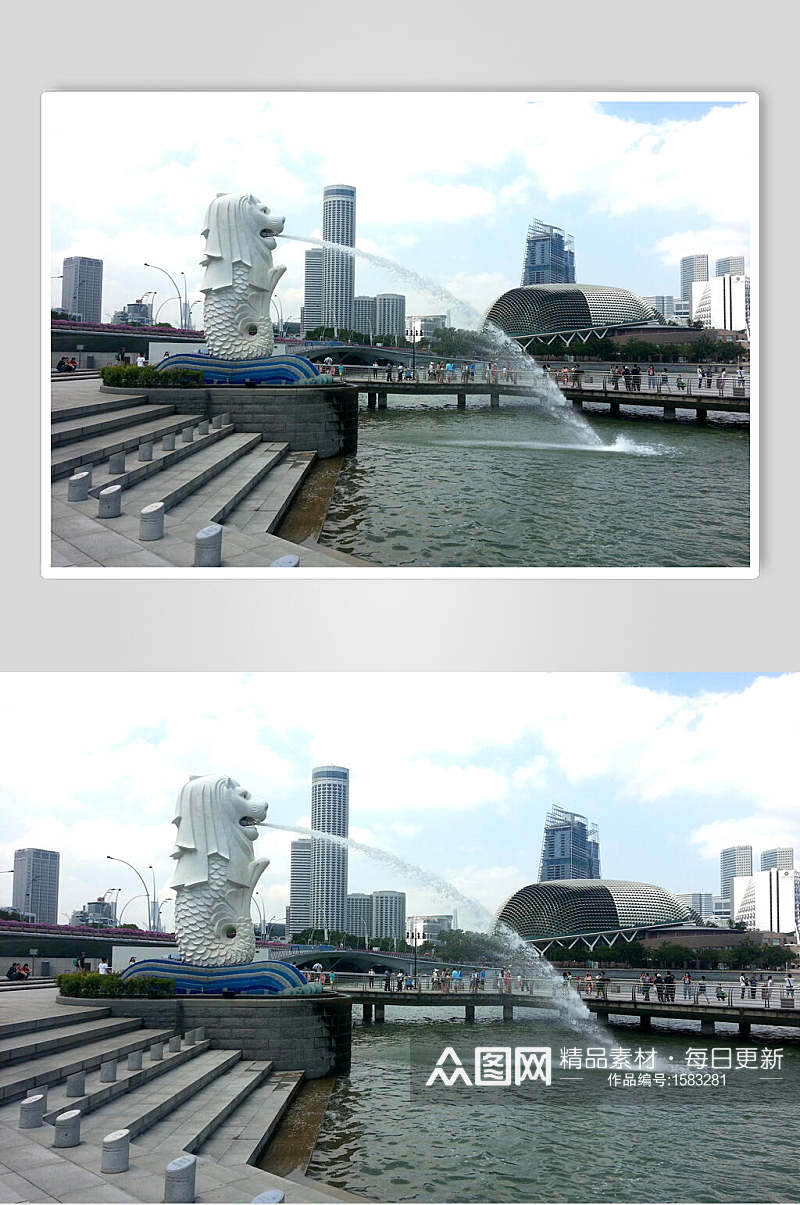 新加坡狮子喷水高清图片素材