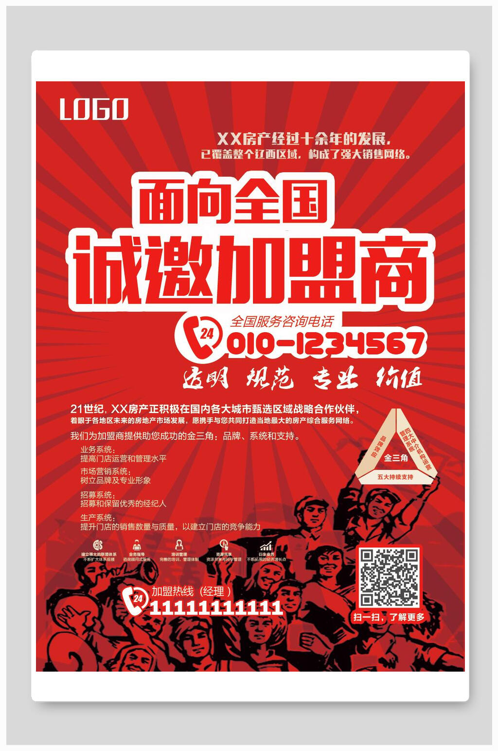 诚邀加盟商招租海报素材