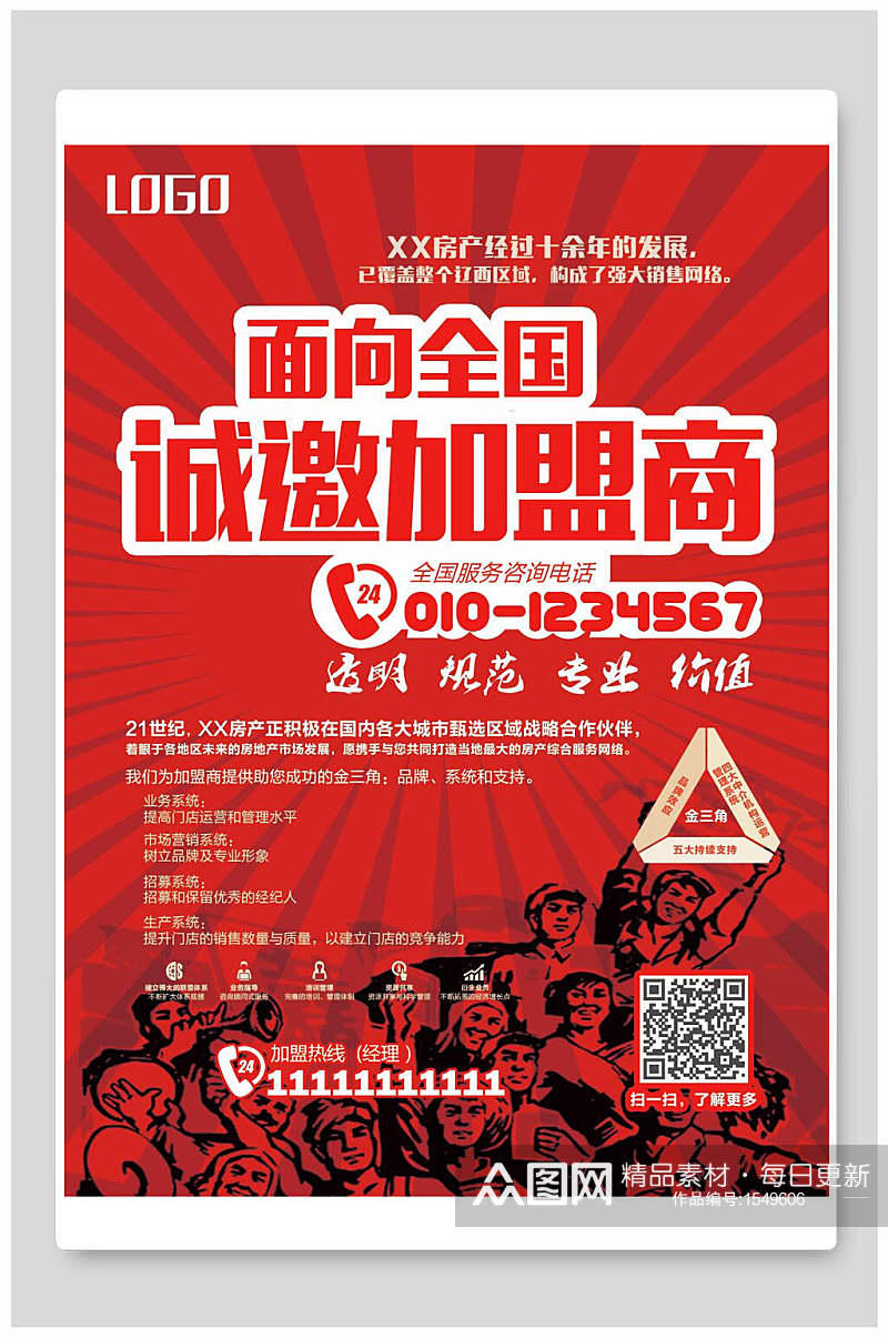 诚邀加盟商招租海报素材