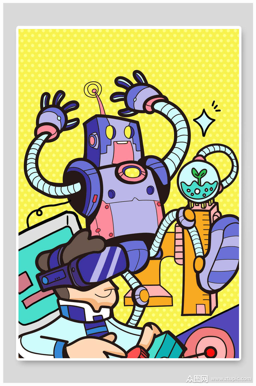vr机器人插画素材海报