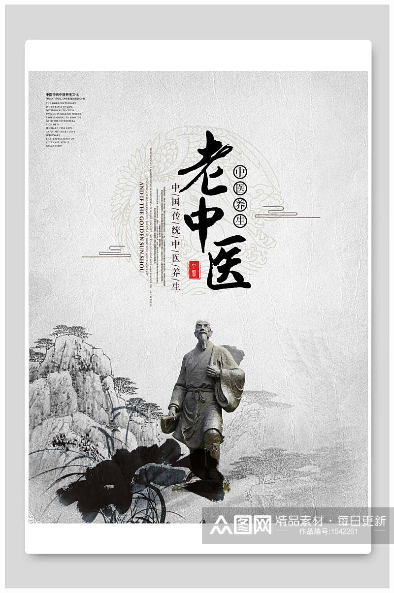 中国风古风老中医宣传海报素材